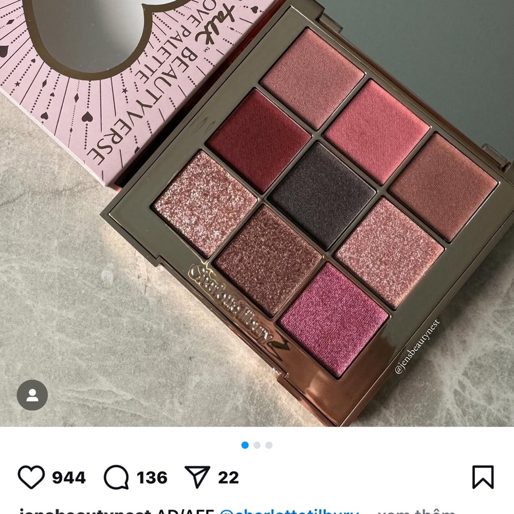 Charlotte Tilbury Eyeshadow Palette - Pink and Brown Shades